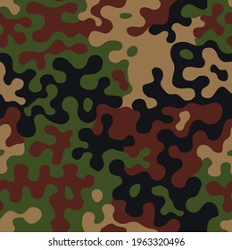 Vector camouflage seamless pattern. Khaki design style for t-shirt. Military texture, camo clothing while hunting illustration.