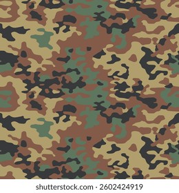 Vector camouflage seamless pattern. Khaki design style for t-shirt. Military texture, camo clothing while hunting wallpaper