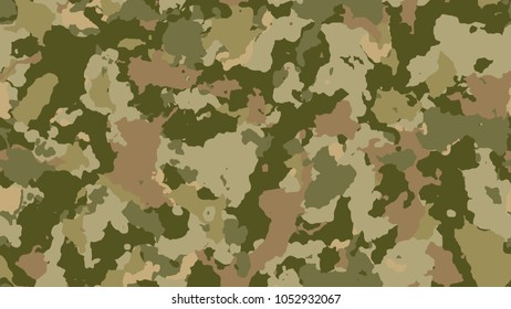 Vector camouflage seamless pattern. Military texture, camo clothing while hunting illustration. Khaki design style for t-shirt.