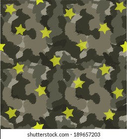 vector camouflage seamless pattern and stars