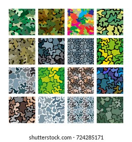 Vector camouflage set. Seamless background for wallpaper, backgrounds, textures in the army style.