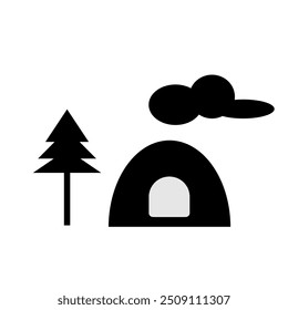 Ilustración de signo de suelo de campamento de Vector