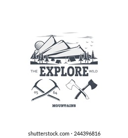 Vector camp label and design elements