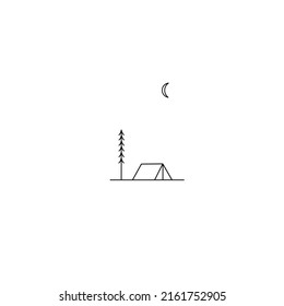 vector camp at night on a white background