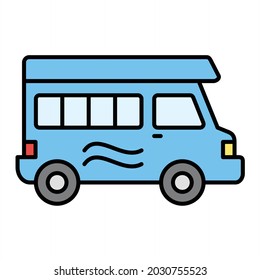 Diseño del icono de contorno relleno de la camioneta del vehículo del vector
