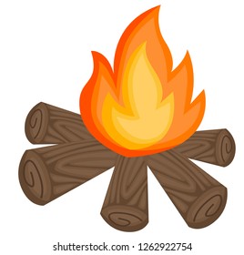 a vector of a campfire burning with woods