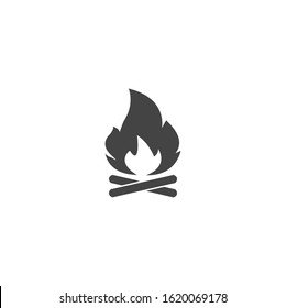 Vector campfire icon on white isolated background.