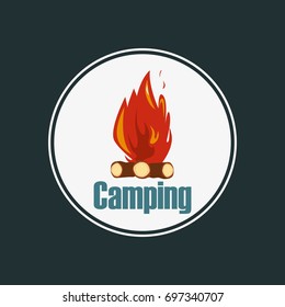Vector campfire icon symbol on a blue background