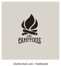 vector campfire vintage logos with flaming fire