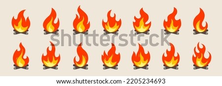 Vector campfires - Collection of several campfire and bonfire graphic element designs