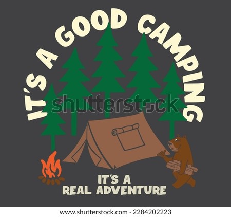 vector camping bear illustraion for kids tee