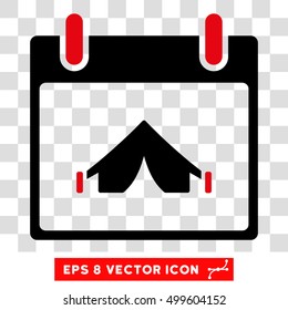 Vector Camping Calendar Day EPS vector pictogram. Illustration style is flat iconic bicolor intensive red and black symbol on a transparent background.
