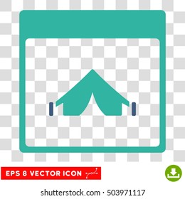 Vector Camping Calendar Page EPS vector pictograph. Illustration style is flat iconic bicolor cobalt and cyan symbol on a transparent background.