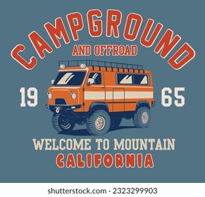 vector camping caravan illustration for t shirt print