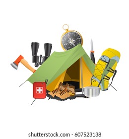 Vector Camping Concept with Haversack
