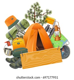 Vector Camping Concept with Tent