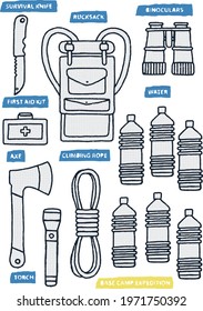 vector camping equipment print design