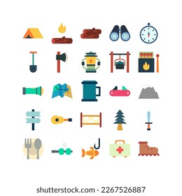 vector camping flat icons set