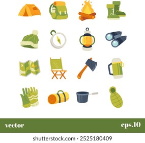 vector camping gear icon illustration