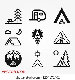 Vector camping icon to use for web and mobile UI, camping elements