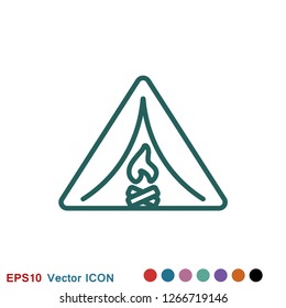 Vector camping icon to use for web and mobile UI, camping elements
