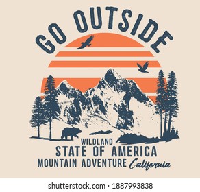 vector camping illustration and outdoor print for t shirts 