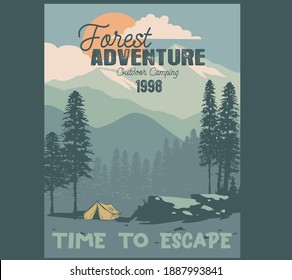 vector camping illustration and outdoor print for t shirts 