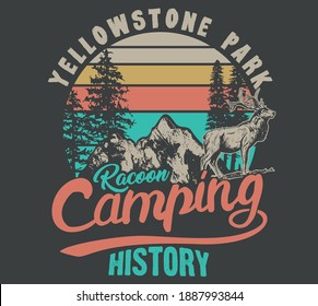 ilustración de camping vectorial e impresión al aire libre para camisetas 