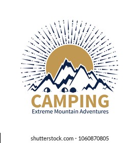 Vector camping logo, mountain extreme adventure