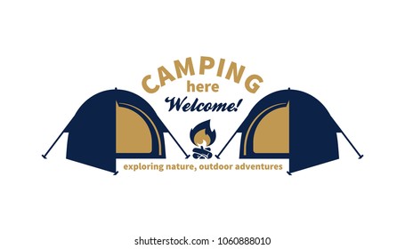 Vector camping logo, outdoor adventures