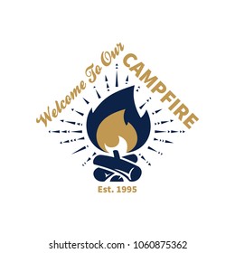 Vector camping logo, scout campfire