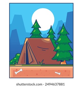 Vector camping on nature illustration