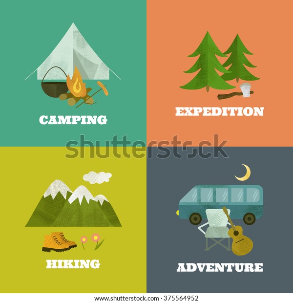 Vector Camping Template Layout Concept Includes Stock Vector (Royalty ...