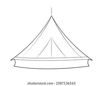 Vector camping tent line art silhouette illustration