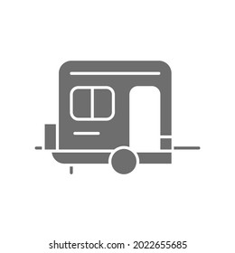Remolque de camping vectorial, caravana, icono gris de camper.
