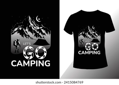 vector camping t-shirt design,  mountain and hill t-shirt template