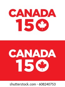 Vector Canada 150 Years Graphic. Maple leaf incorporated in the zero. Graphic Set.