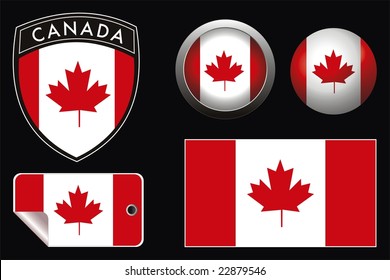 vector canada crest flag with web button and label