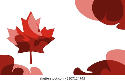 Vector canada day background with fluid wavy red maple and copy space for your text. Template design for social media, banner, card