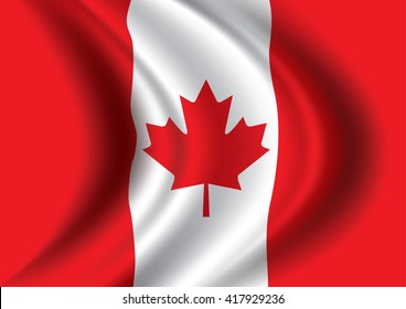 Vector Canada flag blowing in the wind 