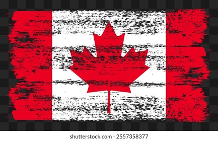 Vector Canada flag in grunge style on transparent background