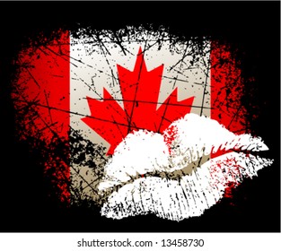 Vector Canada flag with lips