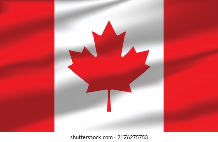 Vector Canada Flag Waving Realistic Flowing Flags