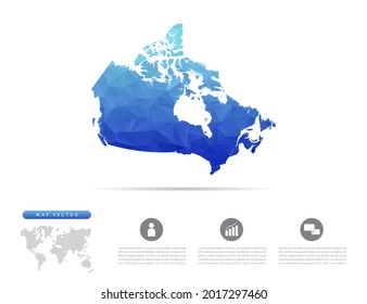 Vector Canada map blue polygon triangle mosaic for presentation. Creative concept for infographic.