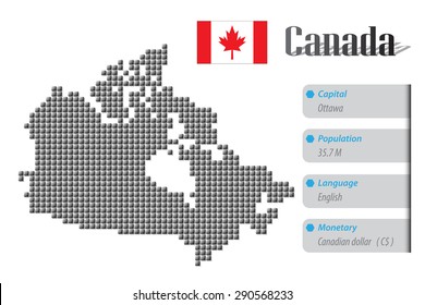 vector Canada map and info metallic pixel design
