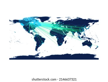 Vector Canada map on white background suitable for technology, innovation or export concepts. File is suitable for digital editing and large size prints.