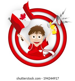 Vector - Canada Soccer Fan Flag Cartoon