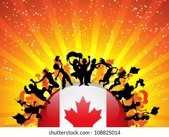 Vector - Canada Sport Fan Crowd with Flag