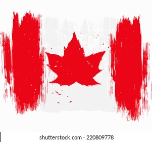 Vector Canada stylized flag with maple leaf in grunge style