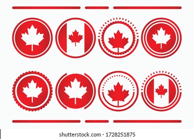 Vector Canadian Buttons icons collection, Canada set buttons with metal frame